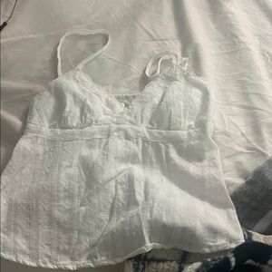 White Lace Trim Cami Top